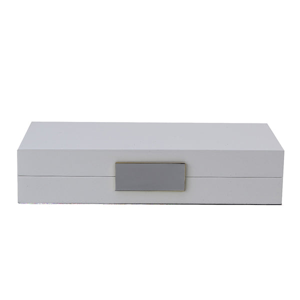 Large White Lacquer Box With Silver