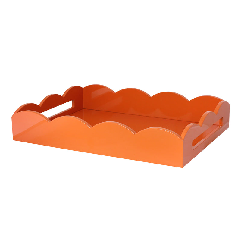 Orange Medium Lacquered Scallop Ottoman Tray