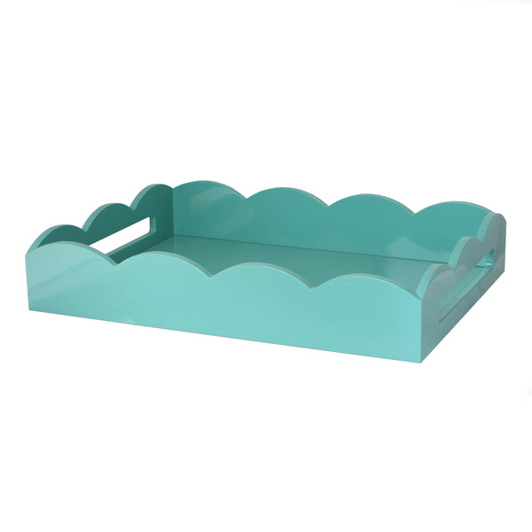 Turquoise Medium Lacquered Scallop Serving Tray